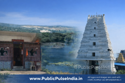 Keesara Gutta Temple with scenic lake and white gopuram near Hyderabad