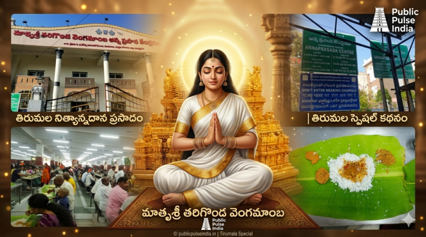 Divine 8k cinematic portrait of young Matrusri Tarigonda Vengamamba in deep meditation with a temple background and spiritual halo.by publicpulseindia.in