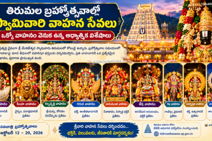 తిరుమల బ్రహ్మోత్సవాల్లో హంస, సింహ, కల్పవృక్ష, గరుడ, హనుమంత, శేష, గజ, సూర్యప్రభ, చంద్రప్రభ వాహన సేవల చిత్రాలతో కూడిన ఇన్ఫోగ్రాఫిక్ – PublicPulseIndia.in